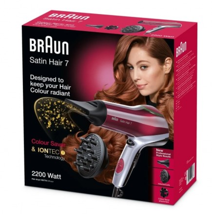 Фен Braun HD 770 Satin Hair 7, красный/черный