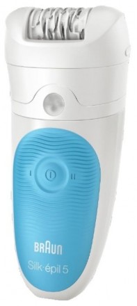 Эпилятор Braun 5-511 Silk-epil 5 Wet &amp; Dry с насадкой для начинающих белый/голубой
