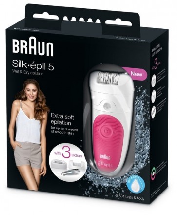 Эпилятор Braun 5-531 Silk-epil 5 Wet &amp; Dry белый/розовый