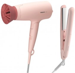 Набор (фен + щипцы) Philips BHP398 Series 3000, розовый