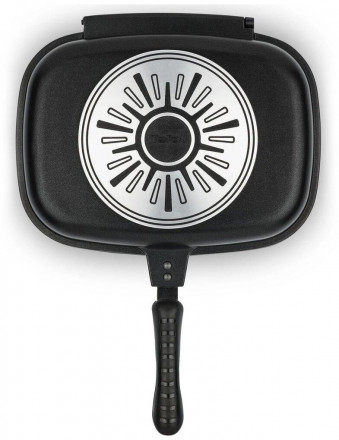 Сковорода Tefal Easy Plus A6339084, рифленое дно, для всех плит (кроме индукционных), алюминий, 32х24 см