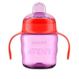 Поильник-непроливайка Philips AVENT SCF551/00, 200 мл, сиреневый/красный, с мягкими ручками, защита от проливания