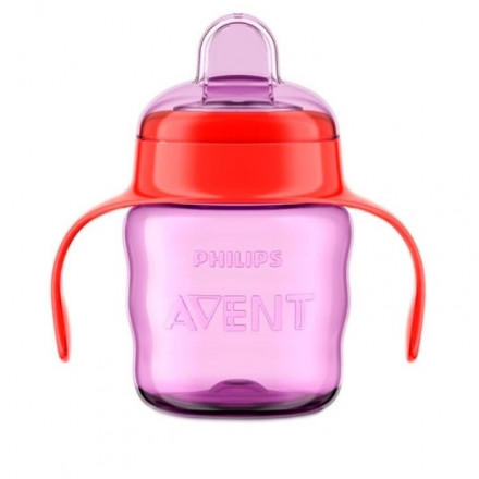 Поильник-непроливайка Philips AVENT SCF551/00, 200 мл, сиреневый/красный, с мягкими ручками, защита от проливания