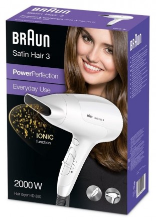 Фен Braun HD 380 Satin Hair 3, белый